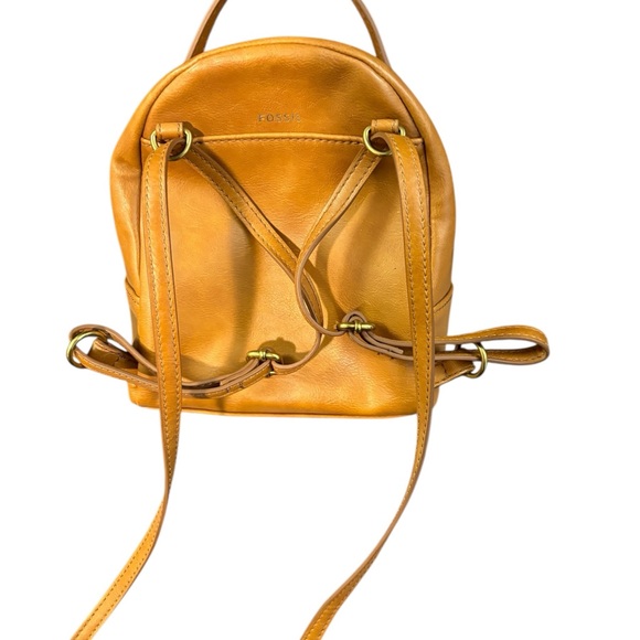 Tan Fossil Small Backpack/Crossbody with Colorful Floral Appliqués - Picture 3 of 10